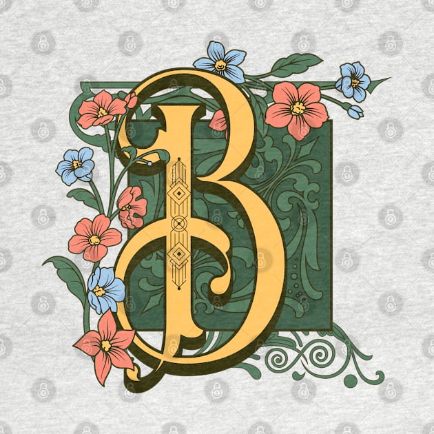 Art Nouveau Letter B, Ornamental Letter B, Art Deco by Promen Art